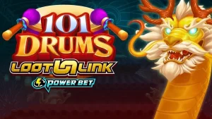 Tampilan visual slot 101 Drums dengan tema perkusi yang intens