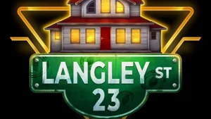 Tampilan visual slot Langley Street 23 dengan nuansa konspirasi 90-an dan ruang investigasi yang penuh misteri.