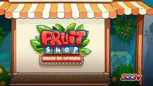 Tampilan visual slot Fruit Shop Grand Re-Opening dengan simbol buah yang cerah