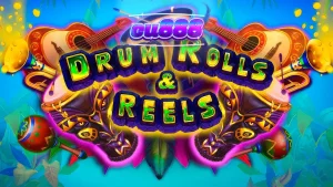 Tampilan visual slot Drum Rolls & Reels dengan tema karnaval Brasil yang meriah